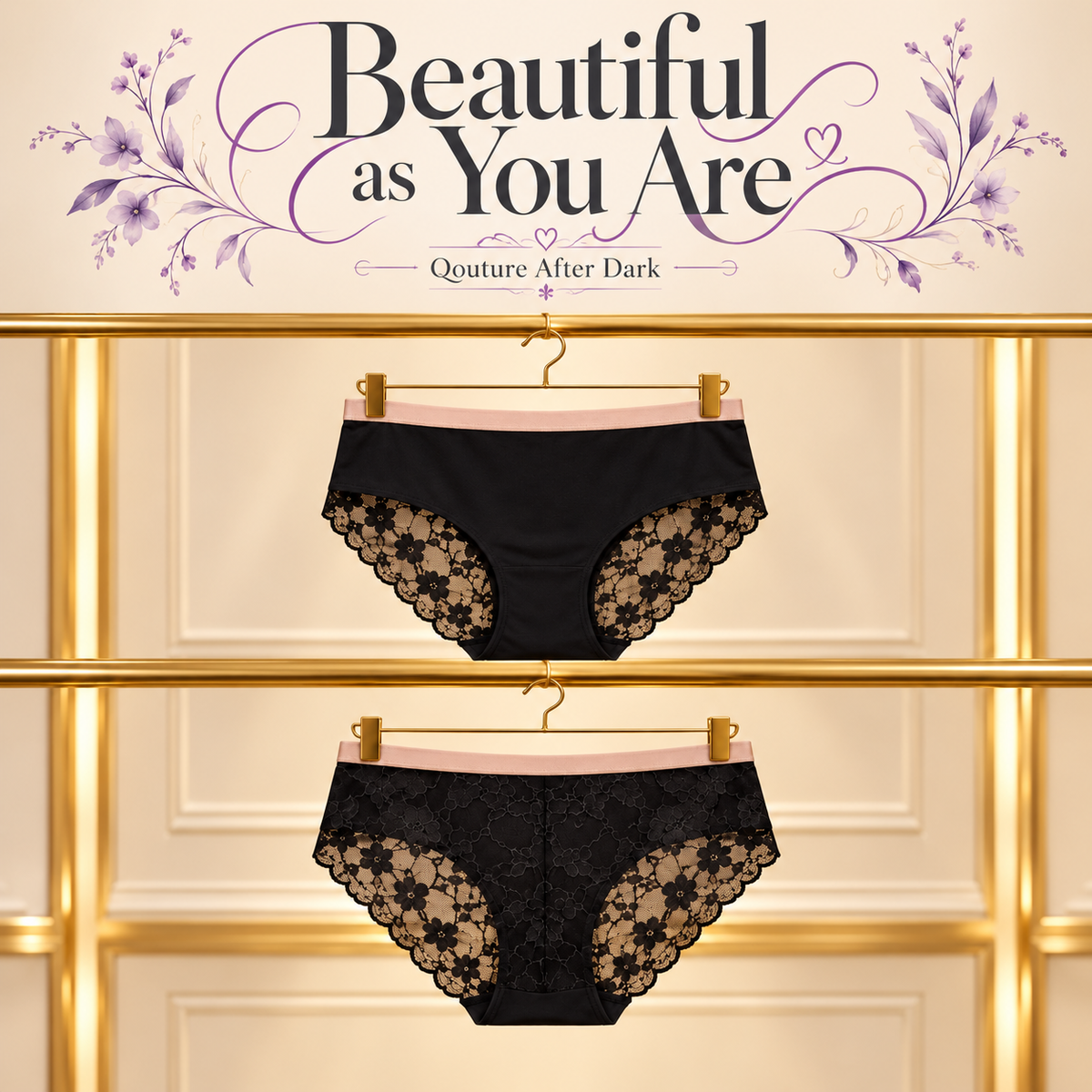 Black Floral Lace Panties