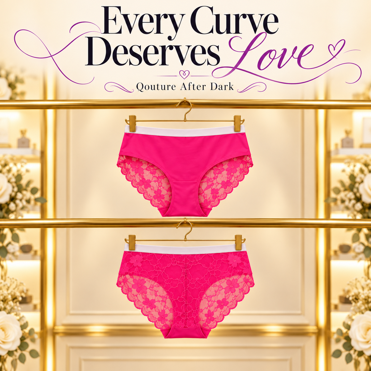 Hot Pink Floral Lace Panties